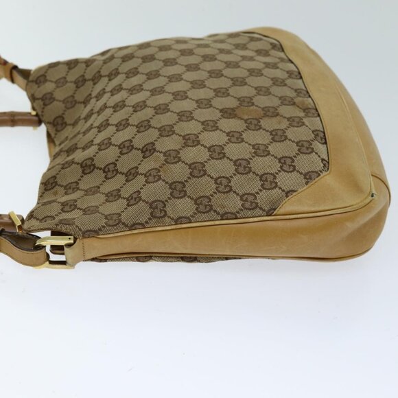 GUCCI GG Canvas Bamboo Sherry Line Hand Bag 2way Beige Red Auth 75306 - Picture 4 of 16